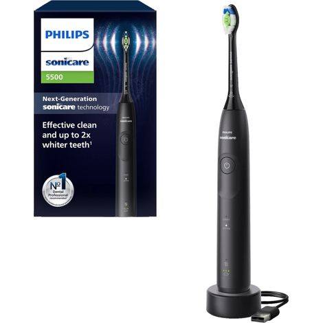 Philips Cepillo de dientes eléctrico Sonicare Serie 5500, HX7111/01, negro