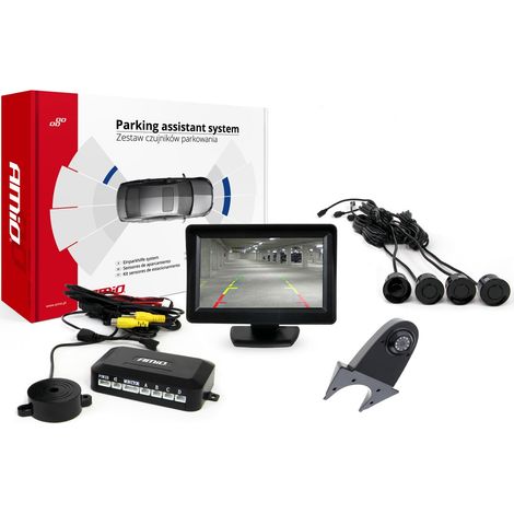 Kit de sensores de estacionamiento TFT01 de 4,3" con cámara HD-502-IR, 4 sensores, negro (1/5)