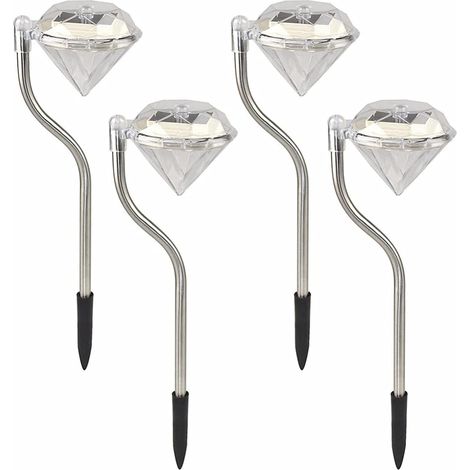 Lampe solaire pour jardin extérieur, lot de 4 lampes solaires diamant étanches pour balcon, jardinière, bacs à fleurs et décoration de terrasse. (1/5)