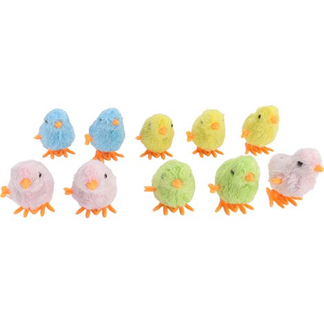 Lot de 10 poussins mécaniques à remonter, mignons et colorés, pour chats, chatons et jeunes enfants. (1/5)