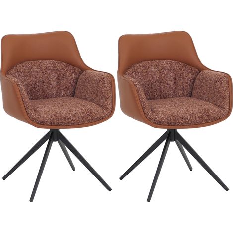 [NEUWERTIG] 2er-Set Esszimmerstuhl HHG-889, Küchenstuhl Drehstuhl Stuhl, drehbar Kunstleder Stoff Chenille (410 g/m²) terrakotta (1/5)