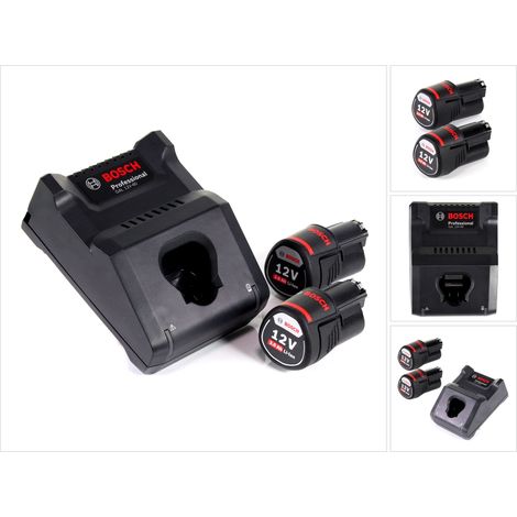 Bosch GAL 12V-40 Professional Schnell Ladegerät  für 12V Akkus ( 1600A019R3 ) + 2x 3,0 Ah Akku  ( 1600A00X79 )