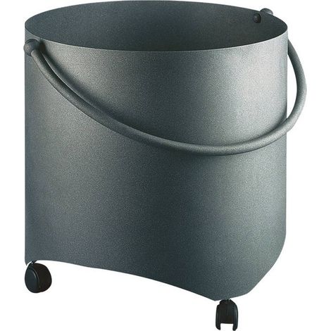 Portalegna tondo con ruote acciaio antracite h.40 d. 44 cm. Made in Italy