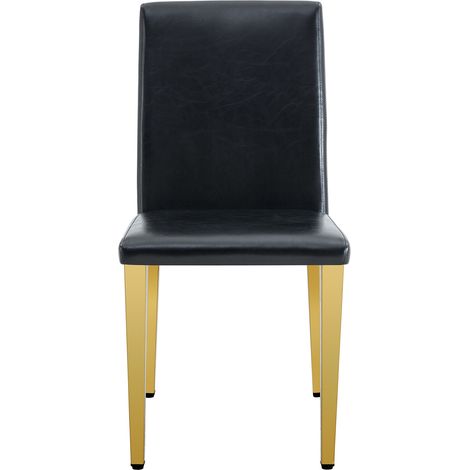 Set di 2 sedie da pranzo moderne in PU nero con gambe dorate (1/5)