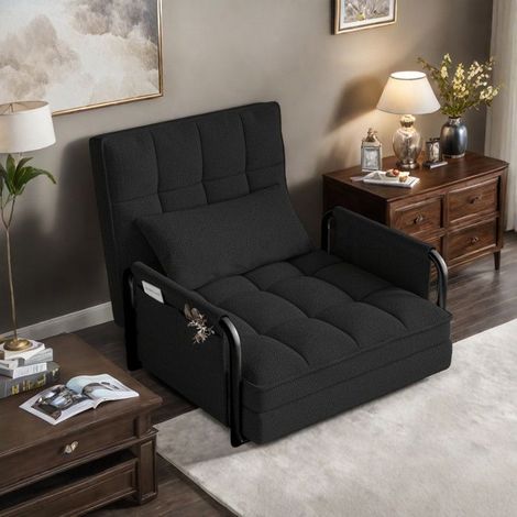 Relaxsessel - Schlafsofa - 1 Platz - Schwarz - Verstellbare Rückenlehne