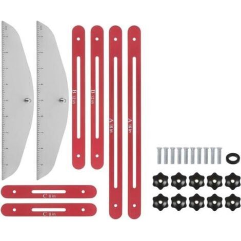 Stair Tread Template Tool: Adjustable Stair Measurement Template from 9 inches to 54 inches for stair treads, suitable for stairs, easy to use, red. (1/5)