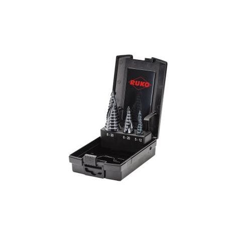 RUKO ULTIMATECUT Coffret de forets étagés HSSE-Co 5 RUnaTEC avec pointe FLOWSTEP® en cassette plastique - 3 pièces - 101626EPRO (1/3)