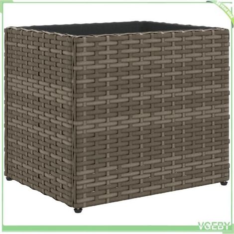 Jardinière - FAFEICY - 366427 - Résine tressée gris - 36x30x32 cm - Cadre acier anti-corrosion (1/5)