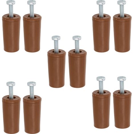 Pack de 10 Butées pour Volets Roulants Amortisseur avec Vis M5 Antirouille et Rondelle Extérieure Résistant aux Intempéries Longueur : 40 mm Marron (1/5)