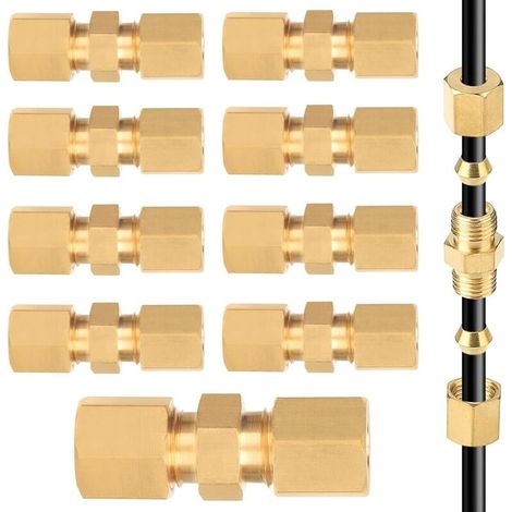 10 x Connecteur de Ligne de Frein, Connecteur de Conduite de Frein 4,75mm, Connecteurs de Câbles de Frein 3/16", Cuivre Nickelé