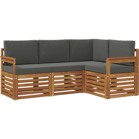 Set divani 4 pz Salotto da Giardino Naturale e Antracite Legno di Acacia Massello (1/5)