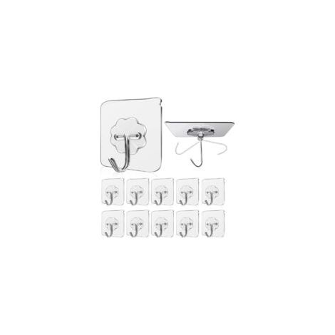 (10 unidades) Gancho autoadhesivo transparente, máx. 15 kg, para toalleros de pared, soportes para toallas, toalleros de baño, toalleros de cocina, soportes para toallas - Crezuo (1/4)