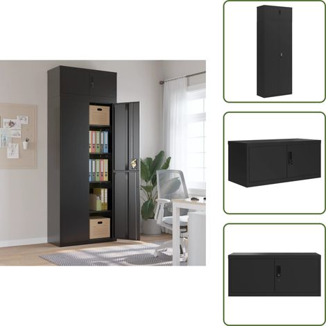 The Living Store Aktenschrank Schwarz 90x40x240 cm Stahl - Schrank (1/5)