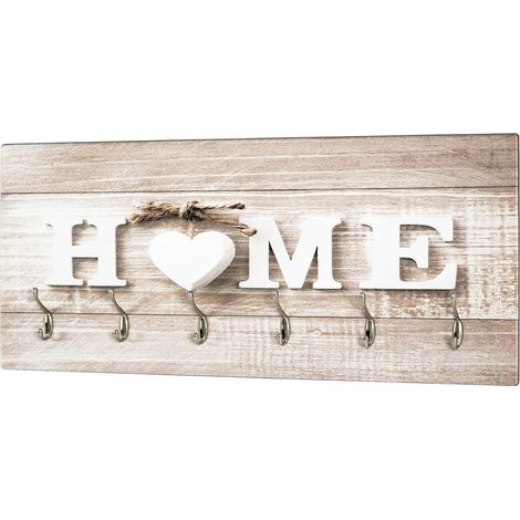 Patère Murale  6 Crochets "Home" 90cm Beige