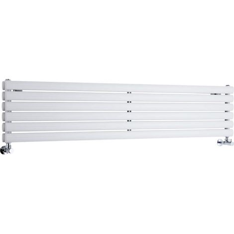 Milano Aruba White Horizontal Double Oval Panel Radiator - 354mm x 1600mm (1/5)