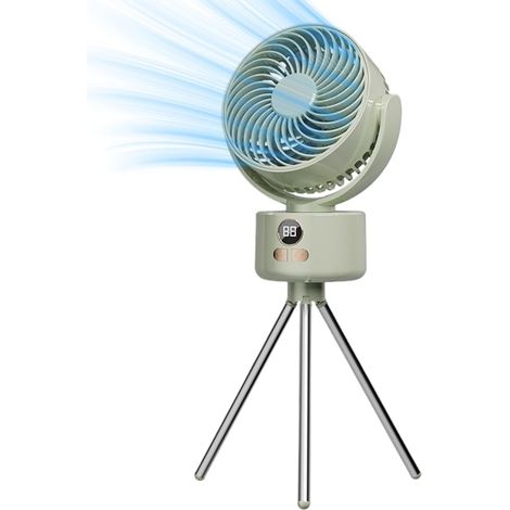 Ventilateur, ventilateur pliable portable, circulateur d'air, souffleur, avec trépied, adapté au camping, aux voyages, vert (1/5)