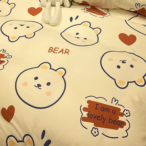 Ensemble de lit écologique aux couleurs vives et éclatantes, en fibre de polyester haute densité, pour lit double de 1,5 mètre, idéal pour dortoir, maison, hôtel, petit lit mignon (4 pièces). (1/5)