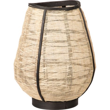 Lanterne en bambou et lin naturel noir 37 x 37 x 45 cm (1/2)
