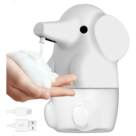 CSPARKV Automatic Soap Dispenser Elephant Shape Soap Dispenser 250ML 2 Modes USB Rechargeable Cute Hand Soap Dispenser for Kids Automatic Soap Dispenser White (1/5)