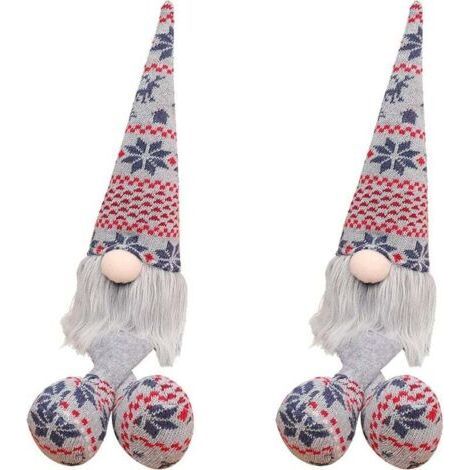 Noël Gnomes Peluche Poupée 2 Pcs, Poupée sans Visage avec Longues Jambes Tricoté Noël Gonk Nain Elfe Figurines Décoration De Table De Vacances Ornement De Table Présente, Ensoleillé (1/5)