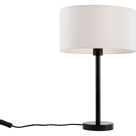 Table Lamp Black with Oval Linen Shade White 35cm - Simplo (1/5)