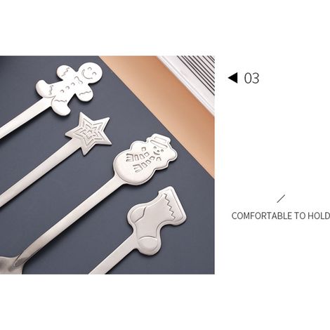 Ensemble de cuillères à café en acier inoxydable, cuillère à dessert et à gâteau, pour cadeaux de Noël, famille et amis, couleur argent (1/4)