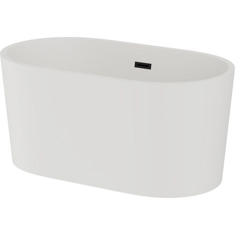 Wholesale Domestic Genoa Matt White 1500mm x 750mm Double Ended Freestanding Bath with Black Waste (1/5)