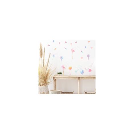 2 Stück Blumen-Wandtattoos, bunte Löwenzahn-Wandtattoos, Schmetterlingspflanzen-Wandtattoos für Wohnzimmer, Schlafzimmer, Büros, Sofa-Hintergrund, Wanddekoration für Zuhause - Crezuo