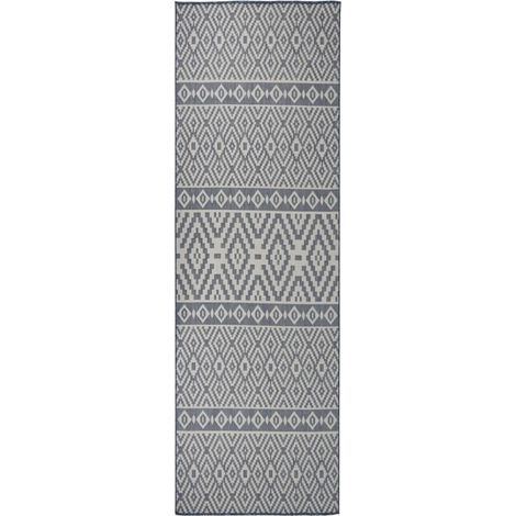 Outdoor-Teppich Flachgewebe 80x250 cm Blau Gestreift