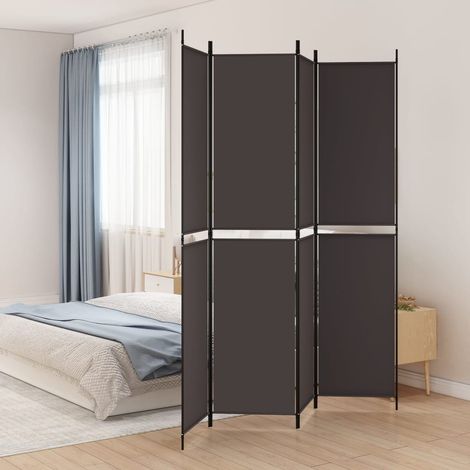4-tlg. Paravent Braun 200x220 cm Stoff