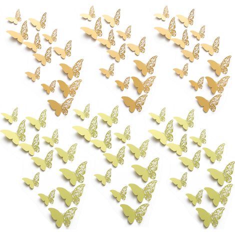 Autocollant Mur Papillon - Décoration Murale 3D en PVC - Idéal Chambre Enfant Salle de Classe - 72 Pièces avec Adhésifs Double Face (1/5)