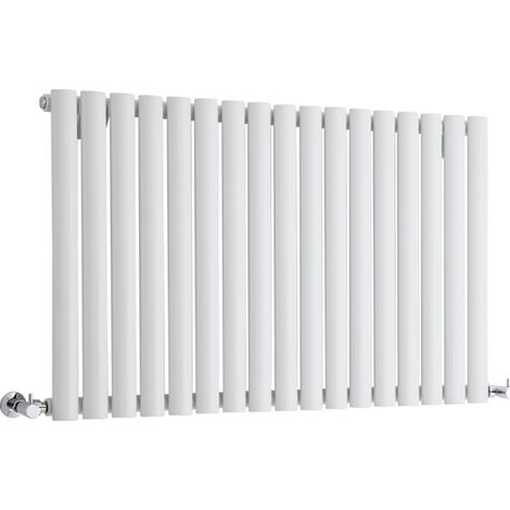Milano Aruba White Horizontal Single Oval Panel Radiator - 635mm x 1000mm (1/5)