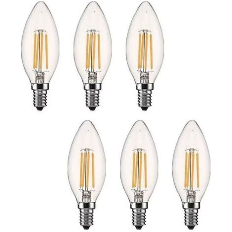 Pair - Ampoule Led E14 Dimmable Bougie Led E14 4w Blanc Chaud 2700k, Filament Led Petit Culot à Vis, Equivalent 40w, Lot de 6 fg (1/4)