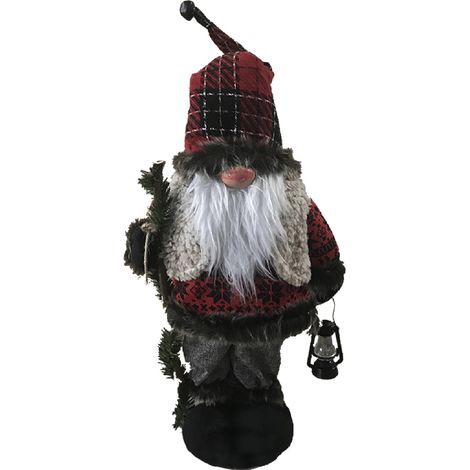 Rebecca Mobili Père Noël Gnome Rouge Gris Polyester Plastique 53x23x13