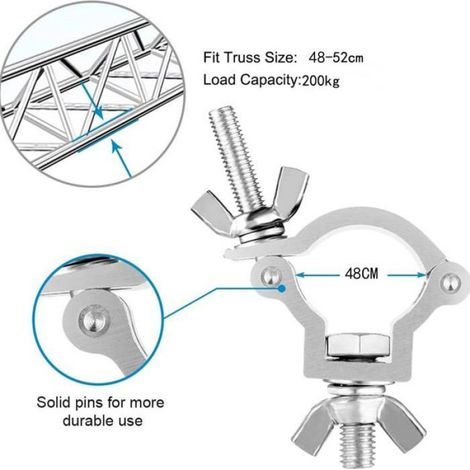 Pince Truss - Aluminium 48 à 52 mm - Charge Max 200 kg - Pour Éclairage Scénique - Lot de 10 (1/5)