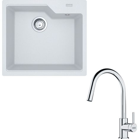 Pack cuve Urbis Fragranit blanc artic 560 x 500 x 230 mm + mitigeur Lina J douchette - Franke (1/5)
