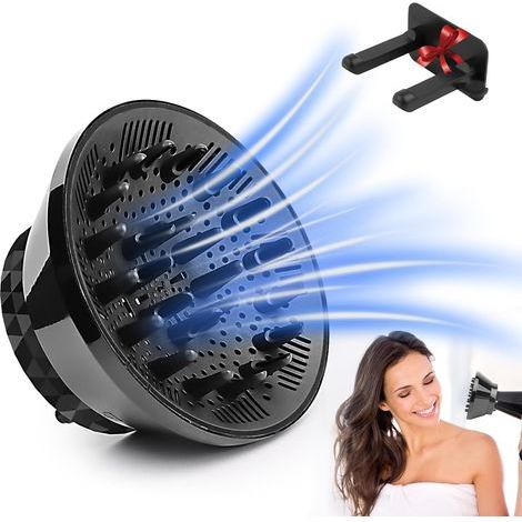 Universele haardiffuser, super diffuser, opvouwbaar diffuser, haardiffuser, aanpasbaar voor klopdroger, met sproeier, 3,8 - 8 cm, voor krullend of golvend haar (1/5)