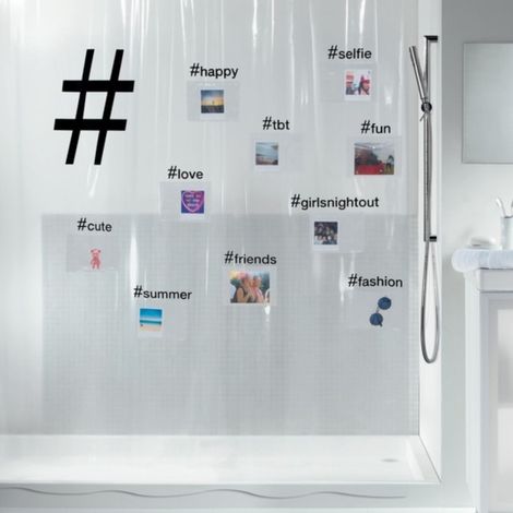 Rideau de douche PEVA HASHTAG 180x200cm Transparent Spirella