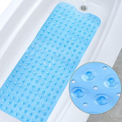 tapis De Bain Antidrapant (bleu Clair, 40x 100cm)-tapis De Bain Extra Long-tapis De Bain Antidrapant-tapis De Douche Avec 200 Ventouses (1/5)