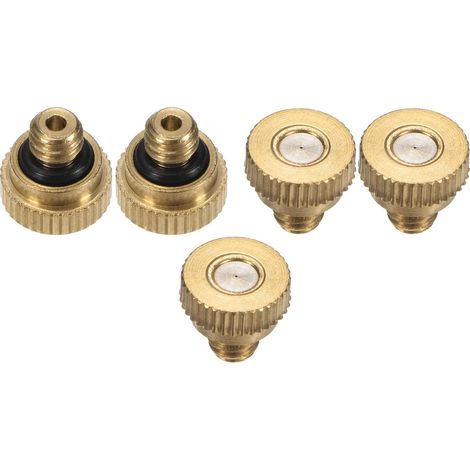 5 Pcs Buse de Brumisation en Laiton, 0.1mm Orifice 10/24 UNC Buses Rechange à Joint Torique pour Système Froid, Atomisation Basse Pression - 0.2mm
