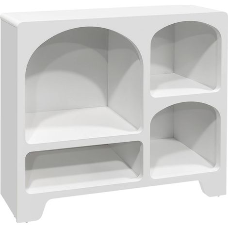 90cm sideboard with a white wooden effect and 4 compartments White 90x24x80.5 cm - Thessa (1/5)