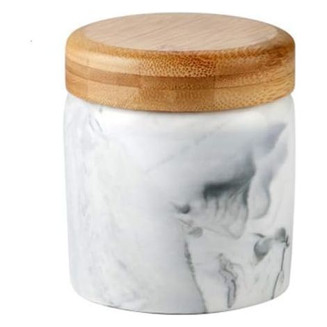 Bocal en céramique avec couvercle en bambou hermétique - Pour la conservation du thé, café, épices et bien plus encore, Céramique, Marbre noir., 9.3 OZ(275ML)- (1/4)