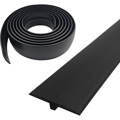 Profilé de transition autocollant T profil 5 x 300 cm PVC couvercle plat pour seuils de porte et sols de raccordement carreaux de sol stratifié noir (1/5)