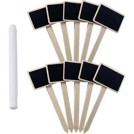 Lot de 20 Étiquette en bois, Tableau noir,ur inclus, Pour jardin, Pot de fleurs (1/5)