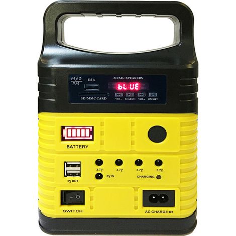 Générateur solaire portable Système d'éclairage de camping en plein air Radio BT MP3 Panneau solaire polycristallin avec 3 lumières LED - Jaune