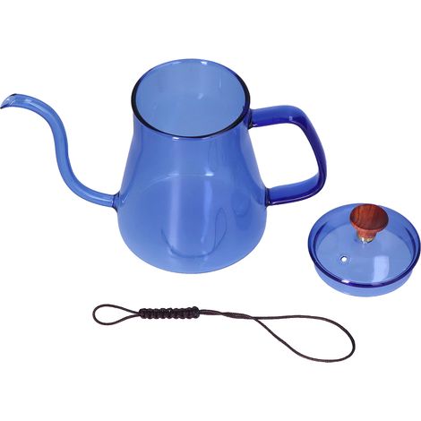 Bouilloire à Long Bec Grande Capacité Résistante à la Chaleur Facile à Nettoyer Cafetière Bleue