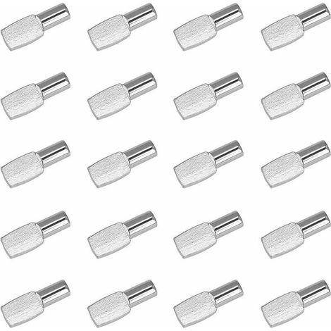 Lot de 20 supports d'étagère, chevilles, fixations en métal nickelé pour armoires et accessoires de bureau – 5 mm à 19 mm – DENUOTOP (1/4)