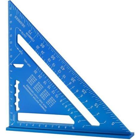 180-mm-Dreiecklineal, Winkelmesser, hochpräzises Dreiecklineal aus Aluminiumlegierung, Messwerkzeug für Zimmerleute (Blau, metrisch)