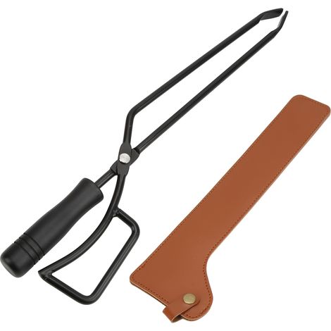 Pince de cheminée, pince à charbon, pince à gril en acier inoxydable avec manchon de protection, couleur curry (1/5)