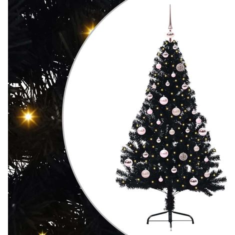 Artificial Pre-lit Christmas Tree Black 150 cm PVC vidaXL